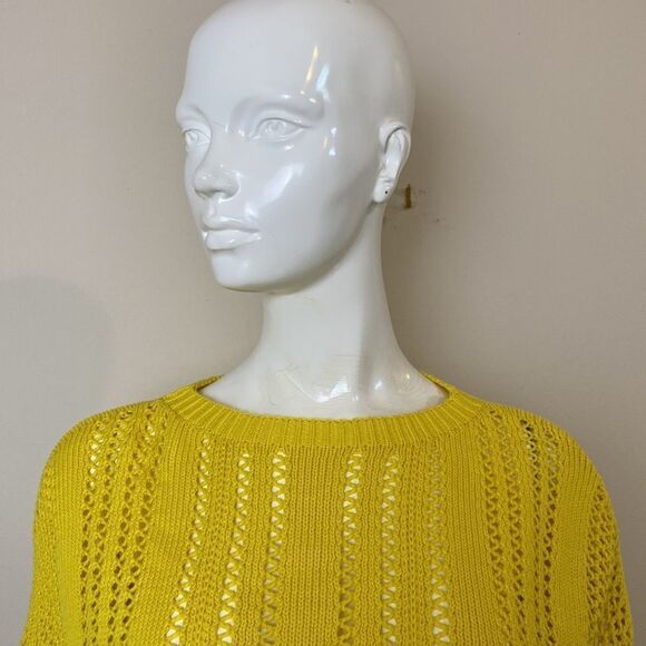 Cotton Emporium Crop Loose Knit Sweater Bright Yellow S - Picture 2 of 6
